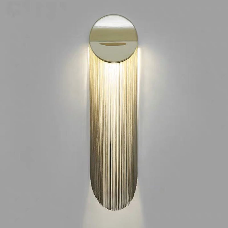 Hanging Chains Wall Light Fixture Nordic Aluminum 2 Heads Gold Wall Mounted Lamp for Bedroom Clearhalo 'Cast Iron' 'Glass' 'Industrial' 'Modern wall lights' 'Modern' 'Tiffany' 'Traditional wall lights' 'Wall Lamps & Sconces' 'Wall Lights' Lighting' 2024203