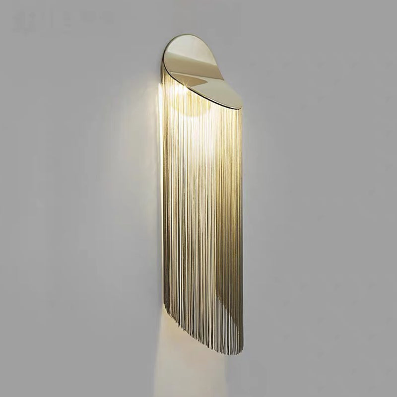 Hanging Chains Wall Light Fixture Nordic Aluminum 2 Heads Gold Wall Mounted Lamp for Bedroom Clearhalo 'Cast Iron' 'Glass' 'Industrial' 'Modern wall lights' 'Modern' 'Tiffany' 'Traditional wall lights' 'Wall Lamps & Sconces' 'Wall Lights' Lighting' 2024204