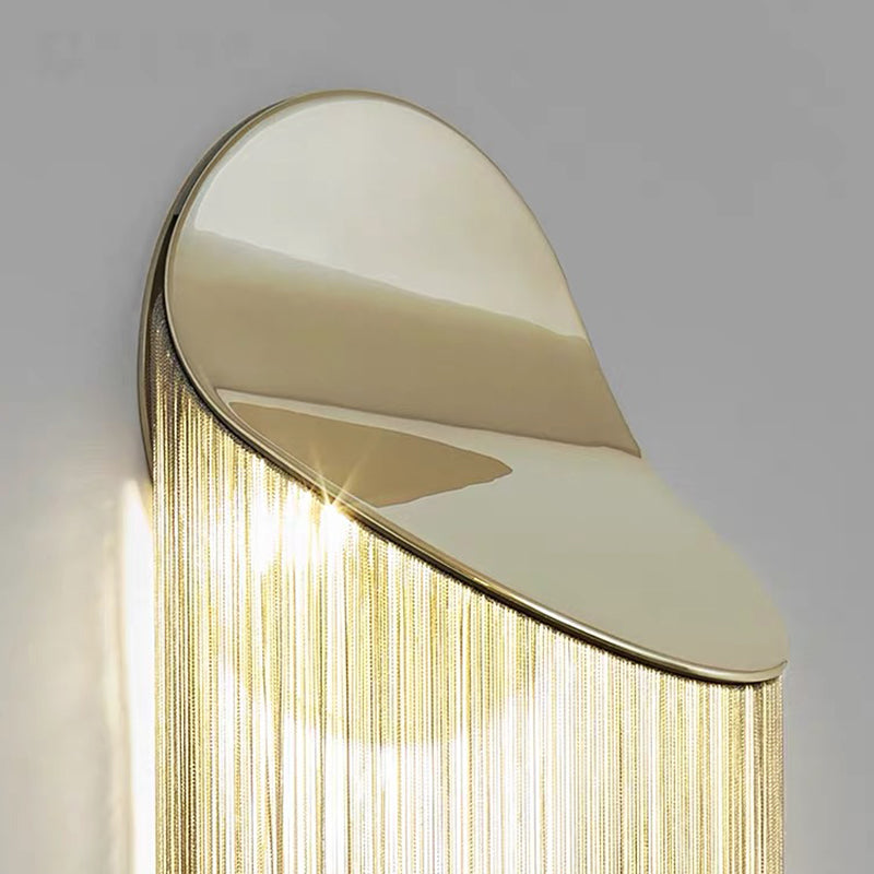 Hanging Chains Wall Light Fixture Nordic Aluminum 2 Heads Gold Wall Mounted Lamp for Bedroom Clearhalo 'Cast Iron' 'Glass' 'Industrial' 'Modern wall lights' 'Modern' 'Tiffany' 'Traditional wall lights' 'Wall Lamps & Sconces' 'Wall Lights' Lighting' 2024205