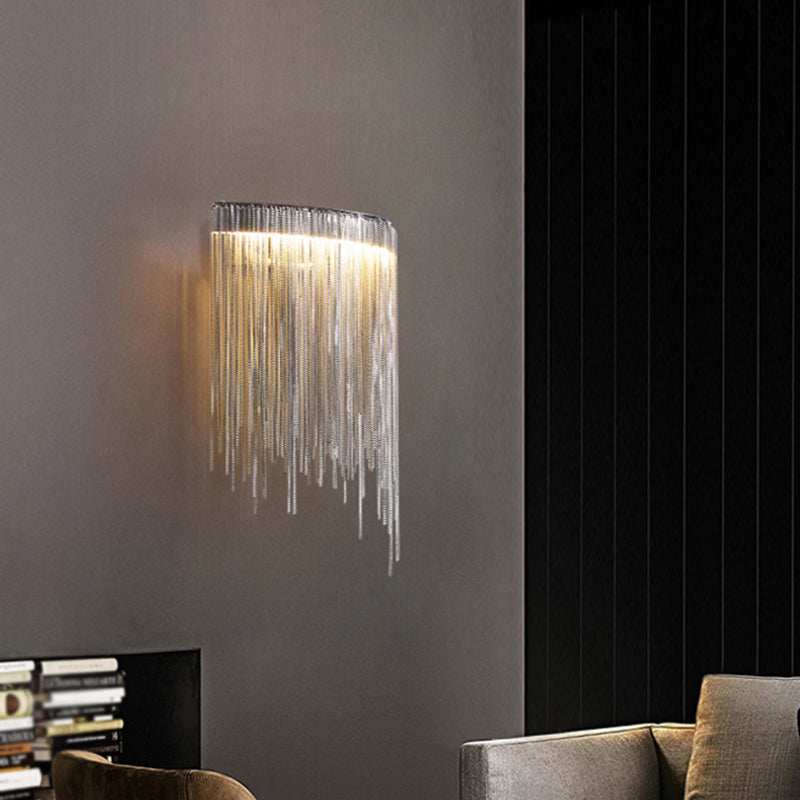 Silver Fountain Wall Mount Light Fixture Simple LED Aluminum Wall Lamp for Living Room Silver Clearhalo 'Cast Iron' 'Glass' 'Industrial' 'Modern wall lights' 'Modern' 'Tiffany' 'Traditional wall lights' 'Wall Lamps & Sconces' 'Wall Lights' Lighting' 2024209