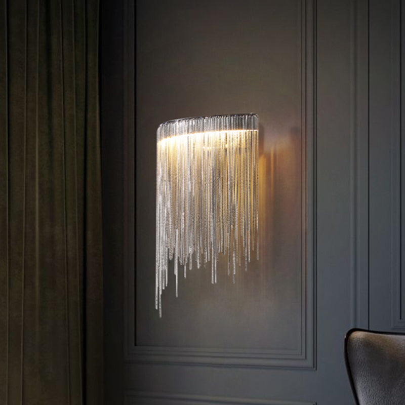 Silver Fountain Wall Mount Light Fixture Simple LED Aluminum Wall Lamp for Living Room Clearhalo 'Cast Iron' 'Glass' 'Industrial' 'Modern wall lights' 'Modern' 'Tiffany' 'Traditional wall lights' 'Wall Lamps & Sconces' 'Wall Lights' Lighting' 2024210
