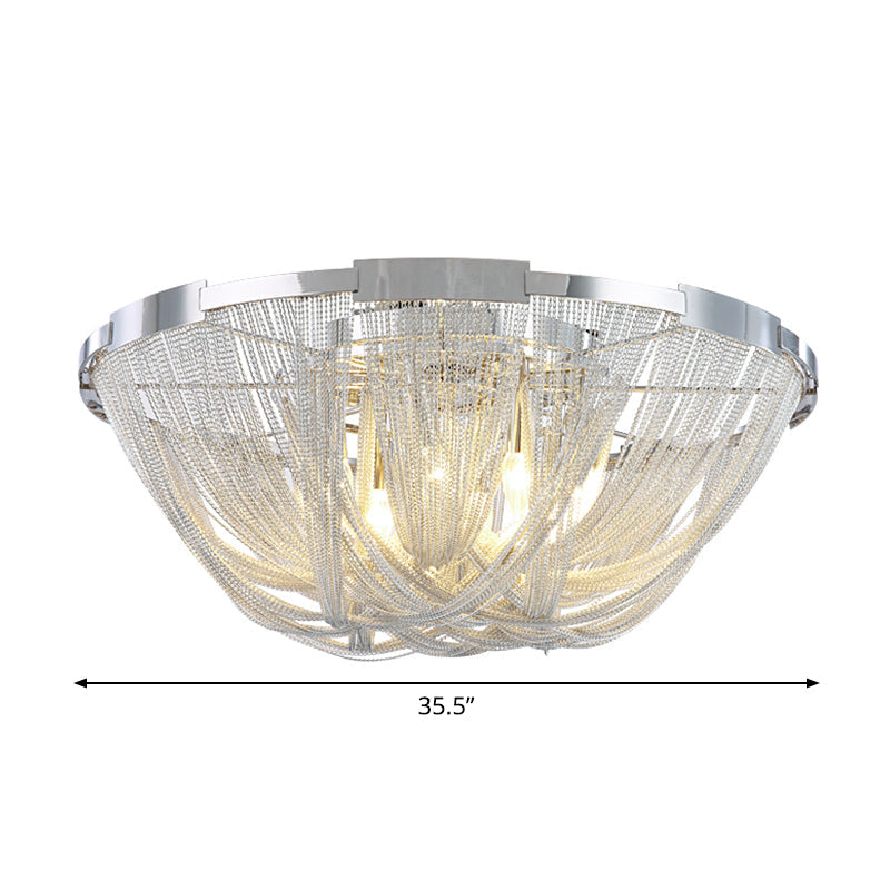 Nordic Bowl Flush Mount Aluminum Living Room Ceiling Light Fixture in Silver Clearhalo 'Ceiling Lights' 'Close To Ceiling Lights' 'Close to ceiling' 'Flush mount' Lighting' 2024239