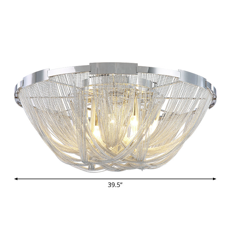 Nordic Bowl Flush Mount Aluminum Living Room Ceiling Light Fixture in Silver Clearhalo 'Ceiling Lights' 'Close To Ceiling Lights' 'Close to ceiling' 'Flush mount' Lighting' 2024240