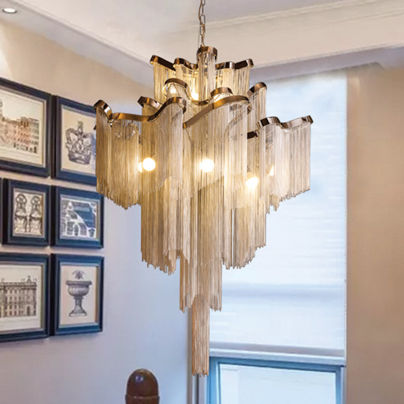 Cascading Aluminum Ceiling Chandelier Nordic LED Pendant Light Fixture for Living Room Clearhalo 'Ceiling Lights' 'Chandeliers' 'Modern Chandeliers' 'Modern' Lighting' 2024315