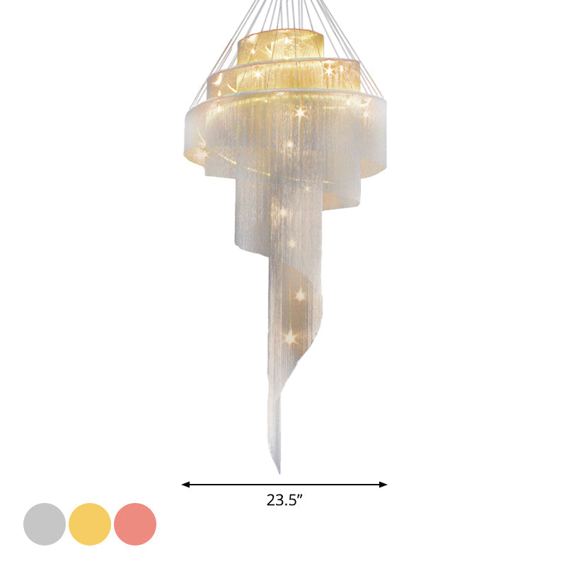 Aluminum Spiral Fountain Chandelier Minimalist LED Hanging Light Fixture for Living Room Clearhalo 'Ceiling Lights' 'Chandeliers' 'Modern Chandeliers' 'Modern' Lighting' 2024327