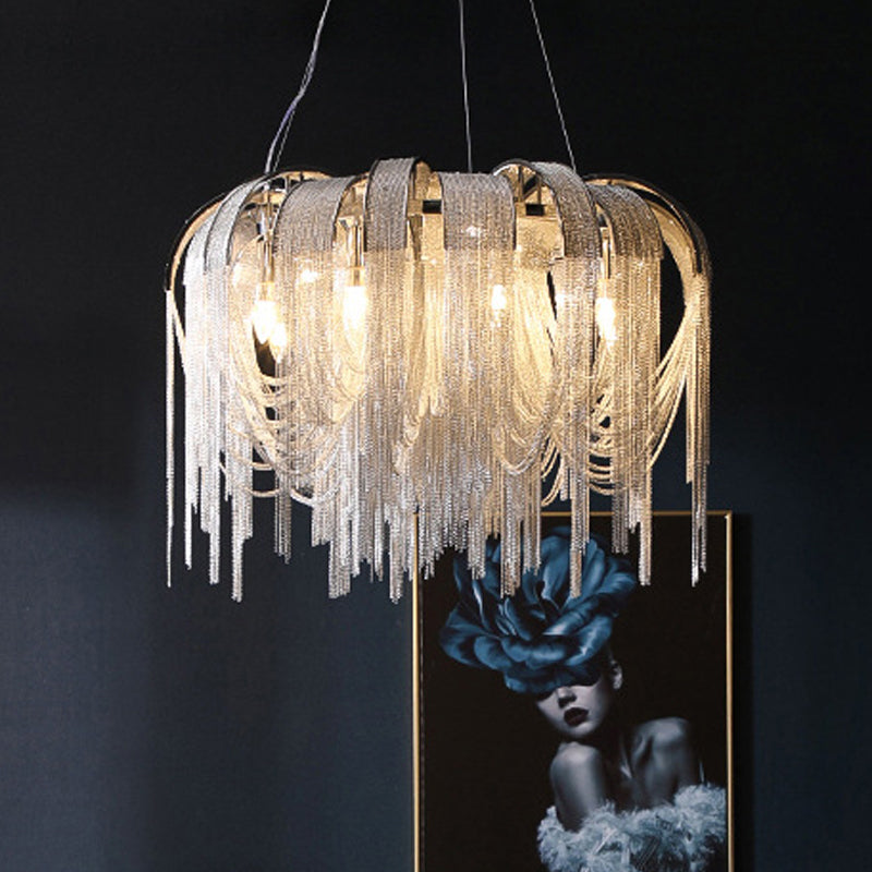 Stream Chandelier Lighting Modern Aluminum Chain LED Suspension Lamp for Dining Room Clearhalo 'Ceiling Lights' 'Chandeliers' 'Modern Chandeliers' 'Modern' Lighting' 2024341