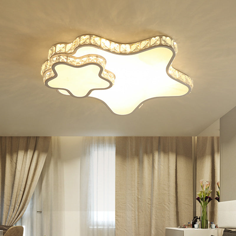 Geometry Acrylic Flush Mount Lamp Modern LED Ceiling Fixture with Clear Crystal Edge for Bedroom Clearhalo 'Ceiling Lights' 'Close To Ceiling Lights' 'Close to ceiling' 'Flush mount' Lighting' 2024410