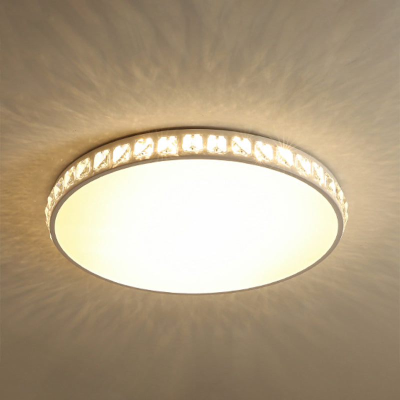 LED Bedroom Flush Mount Fixture Simplicity White Crystal Ceiling Lamp with Geometry Acrylic Shade Clearhalo 'Ceiling Lights' 'Close To Ceiling Lights' 'Close to ceiling' 'Flush mount' Lighting' 2024446