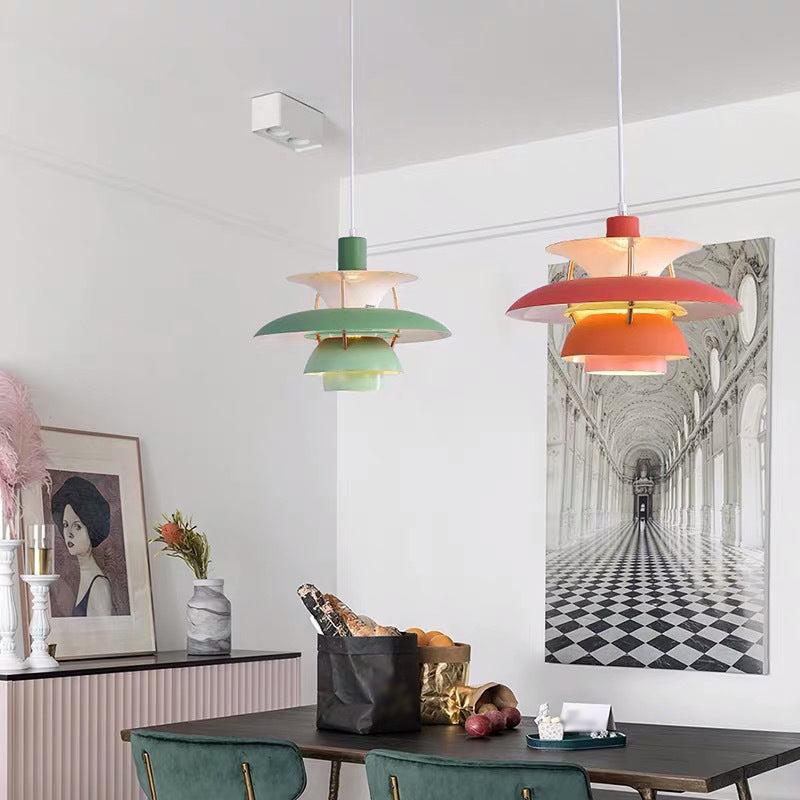 Metal Tiered Pendulum Light Simplicity 1 Head Ceiling Suspension Lamp for Dining Room Clearhalo 'Ceiling Lights' 'Modern Pendants' 'Modern' 'Pendant Lights' 'Pendants' Lighting' 2024577