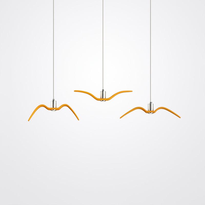 Seagull Shaped Pendant Light Kit Modern Style Metal LED Hanging Lamp for Dining Room Yellow Clearhalo 'Ceiling Lights' 'Modern Pendants' 'Modern' 'Pendant Lights' 'Pendants' Lighting' 2024598