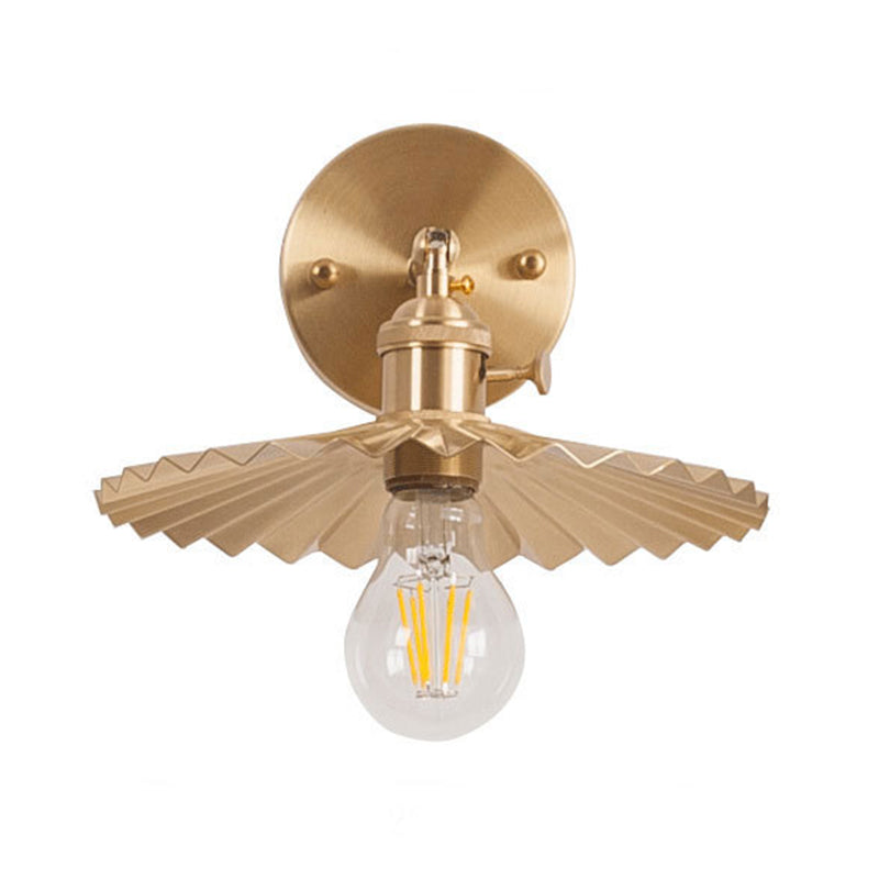 1 Light Cone Wall Lighting Ideas Industrial Brass Metal Wall Mounted Lamp for Bedside Clearhalo 'Art deco wall lights' 'Cast Iron' 'Glass' 'Industrial wall lights' 'Industrial' 'Middle century wall lights' 'Modern' 'Rustic wall lights' 'Tiffany' 'Traditional wall lights' 'Wall Lamps & Sconces' 'Wall Lights' Lighting' 2024648