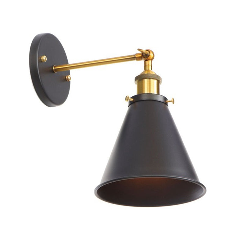 Metal Straight Arm Wall Lighting Fixture Factory 1 Bulb Dining Room Wall Mounted Light in Black and Brass Black E Clearhalo 'Art deco wall lights' 'Cast Iron' 'Glass' 'Industrial wall lights' 'Industrial' 'Middle century wall lights' 'Modern' 'Rustic wall lights' 'Tiffany' 'Traditional wall lights' 'Wall Lamps & Sconces' 'Wall Lights' Lighting' 2024667