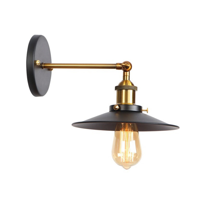 Metal Straight Arm Wall Lighting Fixture Factory 1 Bulb Dining Room Wall Mounted Light in Black and Brass Clearhalo 'Art deco wall lights' 'Cast Iron' 'Glass' 'Industrial wall lights' 'Industrial' 'Middle century wall lights' 'Modern' 'Rustic wall lights' 'Tiffany' 'Traditional wall lights' 'Wall Lamps & Sconces' 'Wall Lights' Lighting' 2024671