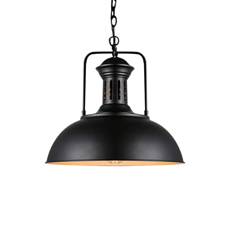 Iron Black Drop Lamp Barn 1 Light Farmhouse Pendant Lighting Fixture with Vented Socket Clearhalo 'Art Deco Pendants' 'Black' 'Cast Iron' 'Ceiling Lights' 'Ceramic' 'Crystal' 'Industrial Pendants' 'Industrial' 'Metal' 'Middle Century Pendants' 'Pendant Lights' 'Pendants' 'Rustic Pendants' 'Tiffany' Lighting' 2024705