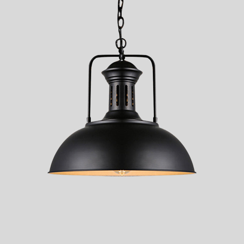 Iron Black Drop Lamp Barn 1 Light Farmhouse Pendant Lighting Fixture with Vented Socket Clearhalo 'Art Deco Pendants' 'Black' 'Cast Iron' 'Ceiling Lights' 'Ceramic' 'Crystal' 'Industrial Pendants' 'Industrial' 'Metal' 'Middle Century Pendants' 'Pendant Lights' 'Pendants' 'Rustic Pendants' 'Tiffany' Lighting' 2024706