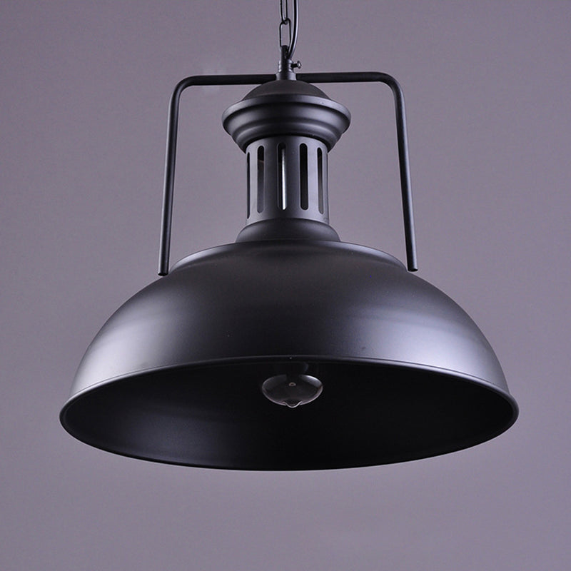 Iron Black Drop Lamp Barn 1 Light Farmhouse Pendant Lighting Fixture with Vented Socket Clearhalo 'Art Deco Pendants' 'Black' 'Cast Iron' 'Ceiling Lights' 'Ceramic' 'Crystal' 'Industrial Pendants' 'Industrial' 'Metal' 'Middle Century Pendants' 'Pendant Lights' 'Pendants' 'Rustic Pendants' 'Tiffany' Lighting' 2024710
