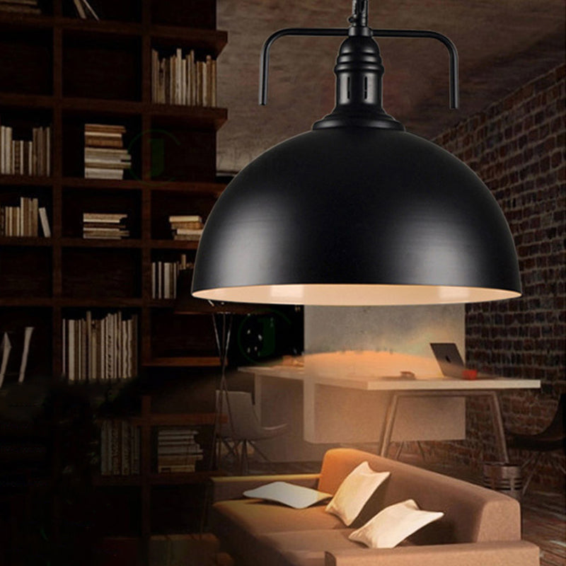 Warehouse Dome Hanging Light Kit 1-Light Metallic Suspension Lamp with Swivel Joint Clearhalo 'Art Deco Pendants' 'Black' 'Cast Iron' 'Ceiling Lights' 'Ceramic' 'Crystal' 'Industrial Pendants' 'Industrial' 'Metal' 'Middle Century Pendants' 'Pendant Lights' 'Pendants' 'Rustic Pendants' 'Tiffany' Lighting' 2024714