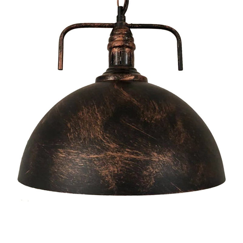 Warehouse Dome Hanging Light Kit 1-Light Metallic Suspension Lamp with Swivel Joint Rust Clearhalo 'Art Deco Pendants' 'Black' 'Cast Iron' 'Ceiling Lights' 'Ceramic' 'Crystal' 'Industrial Pendants' 'Industrial' 'Metal' 'Middle Century Pendants' 'Pendant Lights' 'Pendants' 'Rustic Pendants' 'Tiffany' Lighting' 2024720