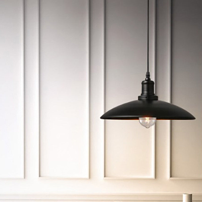 Dome Shaped Metal Pendulum Light Farmhouse 1-Light Dining Room Hanging Lamp Kit Clearhalo 'Art Deco Pendants' 'Black' 'Cast Iron' 'Ceiling Lights' 'Ceramic' 'Crystal' 'Industrial Pendants' 'Industrial' 'Metal' 'Middle Century Pendants' 'Pendant Lights' 'Pendants' 'Rustic Pendants' 'Tiffany' Lighting' 2024740