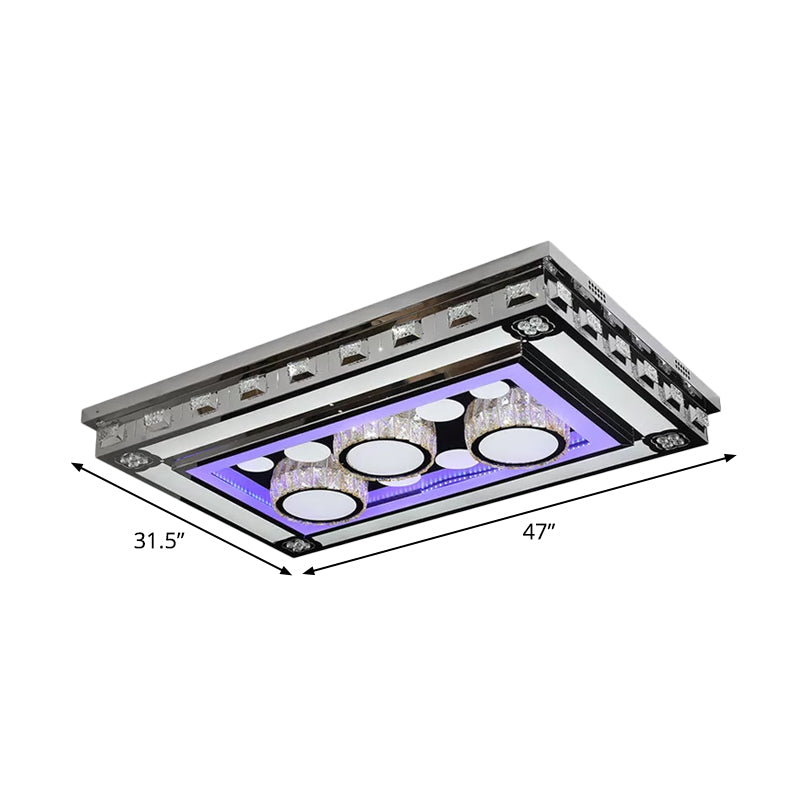 Rectangle Crystal Flush Ceiling Light Fixture Simple LED Purple Flush Mount Lighting for Living Room Clearhalo 'Ceiling Lights' 'Close To Ceiling Lights' 'Close to ceiling' 'Flush mount' Lighting' 2025023