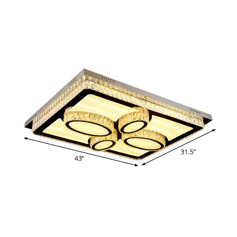 Rectangular Ceiling Lighting Simplicity Clear Crystal Stainless Steel LED Flush Mount Lamp for Living Room Clearhalo 'Ceiling Lights' 'Close To Ceiling Lights' 'Close to ceiling' 'Flush mount' Lighting' 2025038