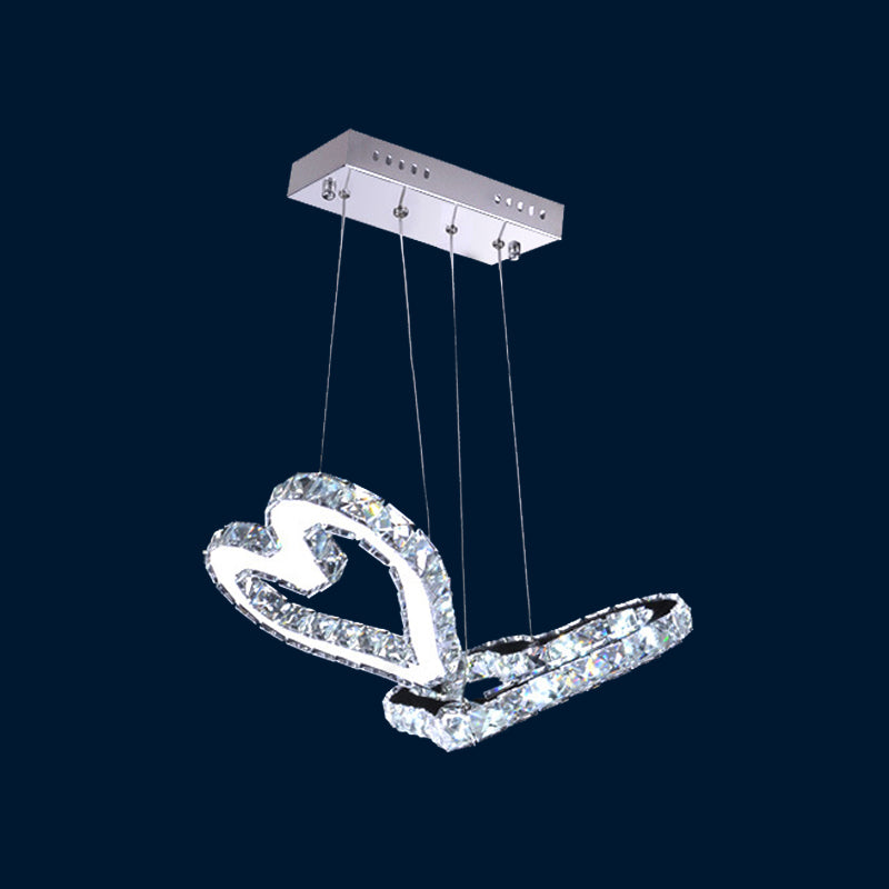 Clear Crystal Curve Frame Chandelier Simple Stainless Steel LED Hanging Light Fixture for Living Room Clearhalo 'Ceiling Lights' 'Chandeliers' 'Clear' 'Industrial' 'Modern Chandeliers' 'Modern' 'Tiffany' 'Traditional Chandeliers' Lighting' 2025075