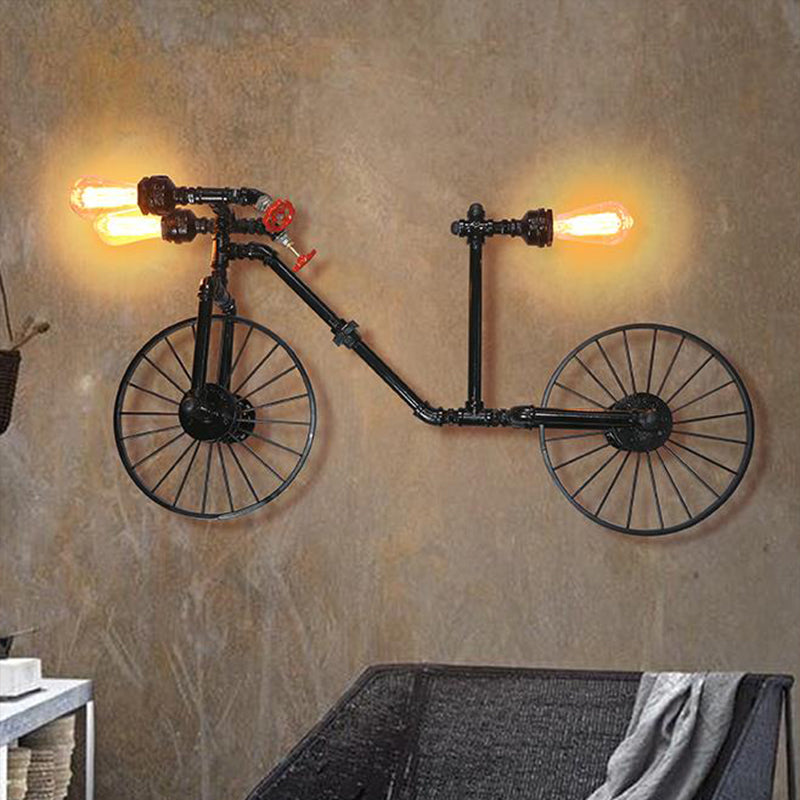 Black Water Pipe Wall Sconce Lighting Industrial Iron Restaurant Wall Light Fixture Black D Clearhalo 'Art deco wall lights' 'Cast Iron' 'Glass' 'Industrial wall lights' 'Industrial' 'Middle century wall lights' 'Modern' 'Rustic wall lights' 'Tiffany' 'Traditional wall lights' 'Wall Lamps & Sconces' 'Wall Lights' Lighting' 2025152