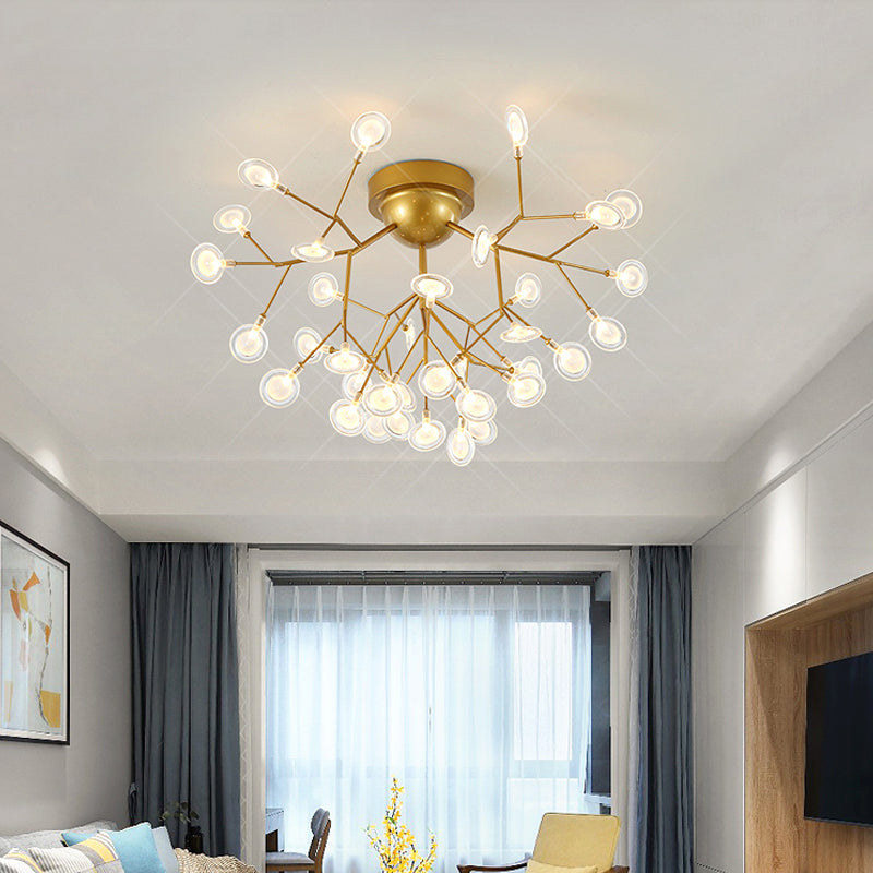 Acrylic Leaf-Shaped Flush Mount Lamp Modern LED Close to Ceiling Lighting for Bedroom 36 Gold Clearhalo 'Ceiling Lights' 'Close To Ceiling Lights' 'Close to ceiling' 'Flush mount' Lighting' 2025306