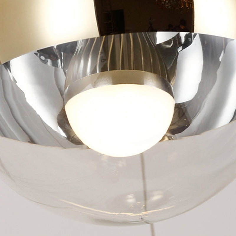Globe Cluster Pendant Light Nordic Aluminum Stairs Suspension Lighting with Clear Glass Bottom in Gold Clearhalo 'Ceiling Lights' 'Glass shade' 'Glass' 'Modern Pendants' 'Modern' 'Pendant Lights' 'Pendants' Lighting' 2025351
