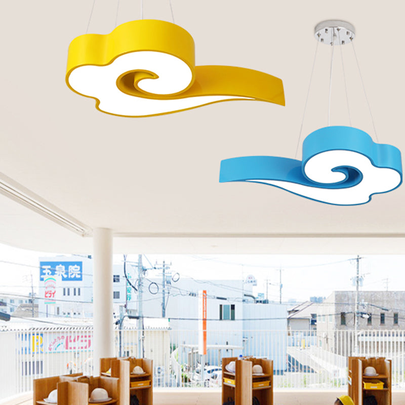18"/22.5" Wide Cloud Ceiling Chandelier Macaron Acrylic LED Hanging Light in Red/Yellow/Blue/Green for Children Room, Third Gear/White Light Clearhalo 'Ceiling Lights' 'Pendant Lights' 'Pendants' Lighting' 202536