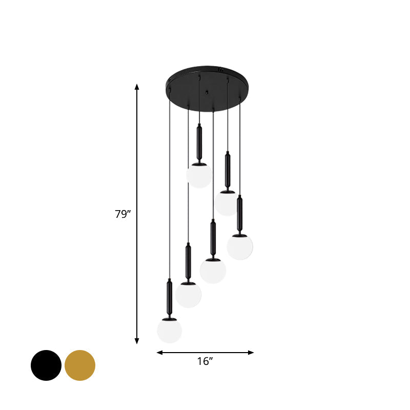 Opal Glass Global Multiple Hanging Light Simplicity Suspension Lighting for Stairs Clearhalo 'Ceiling Lights' 'Modern Pendants' 'Modern' 'Pendant Lights' 'Pendants' Lighting' 2025405