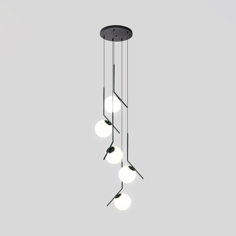 Black Globe Multi Light Chandelier Simple Glass Pendant Lighting Fixture for Stairs Clearhalo 'Ceiling Lights' 'Modern Pendants' 'Modern' 'Pendant Lights' 'Pendants' Lighting' 2025420