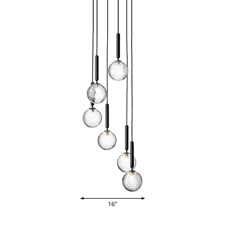 Black Globe Multi Light Chandelier Simple Glass Pendant Lighting Fixture for Stairs Clearhalo 'Ceiling Lights' 'Modern Pendants' 'Modern' 'Pendant Lights' 'Pendants' Lighting' 2025428