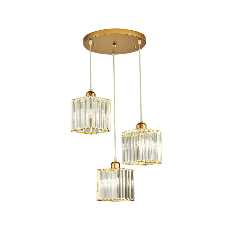 Beveled Crystal Cubic Cluster Pendant Contemporary Suspension Light Fixture with Swirl Design Clearhalo 'Ceiling Lights' 'Modern Pendants' 'Modern' 'Pendant Lights' 'Pendants' Lighting' 2025514