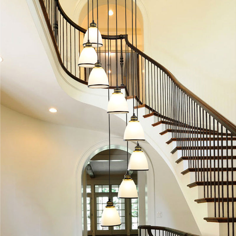 Dome Opal Glass Spiral Multi Pendant Simplicity Hanging Ceiling Light for Living Room Clearhalo 'Ceiling Lights' 'Modern Pendants' 'Modern' 'Pendant Lights' 'Pendants' Lighting' 2025578