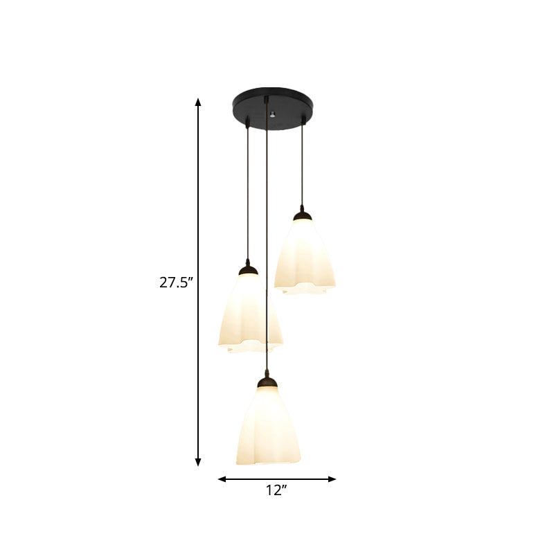 White Glass Ruffled Cluster Pendant Simplicity Black Drop Pendant with Swirl Design Clearhalo 'Ceiling Lights' 'Modern Pendants' 'Modern' 'Pendant Lights' 'Pendants' Lighting' 2025603