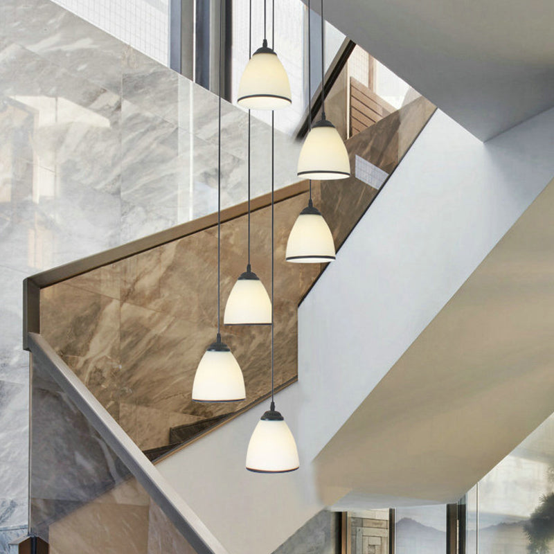 Dome Stairs Swirl Cluster Pendant Light Opal Glass Contemporary Hanging Lighting in Black Clearhalo 'Ceiling Lights' 'Modern Pendants' 'Modern' 'Pendant Lights' 'Pendants' Lighting' 2025721