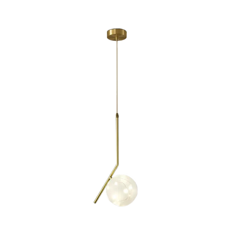 Modern Sphere Ceiling Pendant Glass Dining Room LED Suspension Lamp in Brass Clearhalo 'Ceiling Lights' 'Modern Pendants' 'Modern' 'Pendant Lights' 'Pendants' Lighting' 2025844