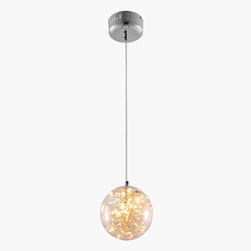 LED Kitchen Flush Mount Light Simple Stainless-Steel Starry Ceiling Lighting with Global Glass Shade Clearhalo 'Ceiling Lights' 'Close To Ceiling Lights' 'Close to ceiling' 'Flush mount' Lighting' 2026003