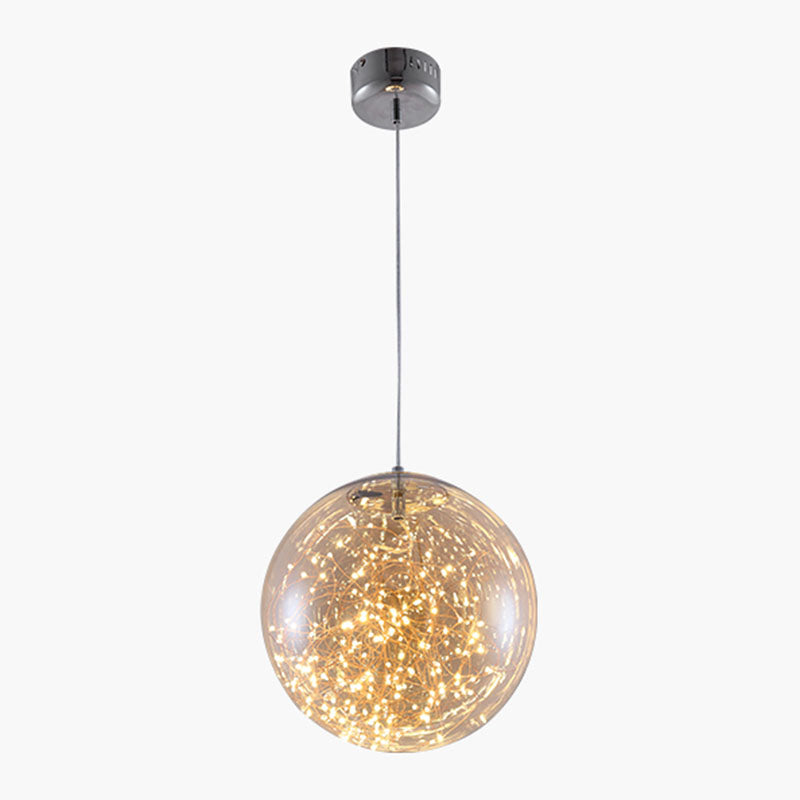 LED Kitchen Flush Mount Light Simple Stainless-Steel Starry Ceiling Lighting with Global Glass Shade Clearhalo 'Ceiling Lights' 'Close To Ceiling Lights' 'Close to ceiling' 'Flush mount' Lighting' 2026006