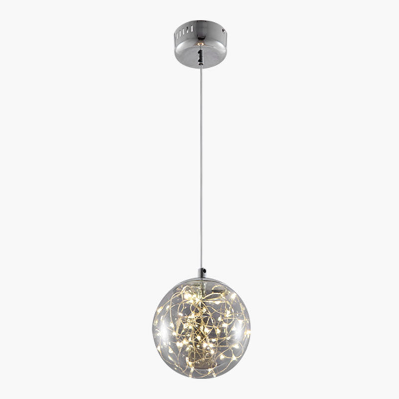 LED Kitchen Flush Mount Light Simple Stainless-Steel Starry Ceiling Lighting with Global Glass Shade Smoke Gray Cord Clearhalo 'Ceiling Lights' 'Close To Ceiling Lights' 'Close to ceiling' 'Flush mount' Lighting' 2026007