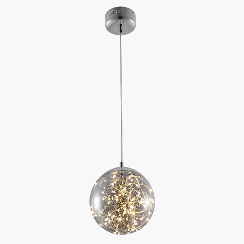 LED Kitchen Flush Mount Light Simple Stainless-Steel Starry Ceiling Lighting with Global Glass Shade Clearhalo 'Ceiling Lights' 'Close To Ceiling Lights' 'Close to ceiling' 'Flush mount' Lighting' 2026008