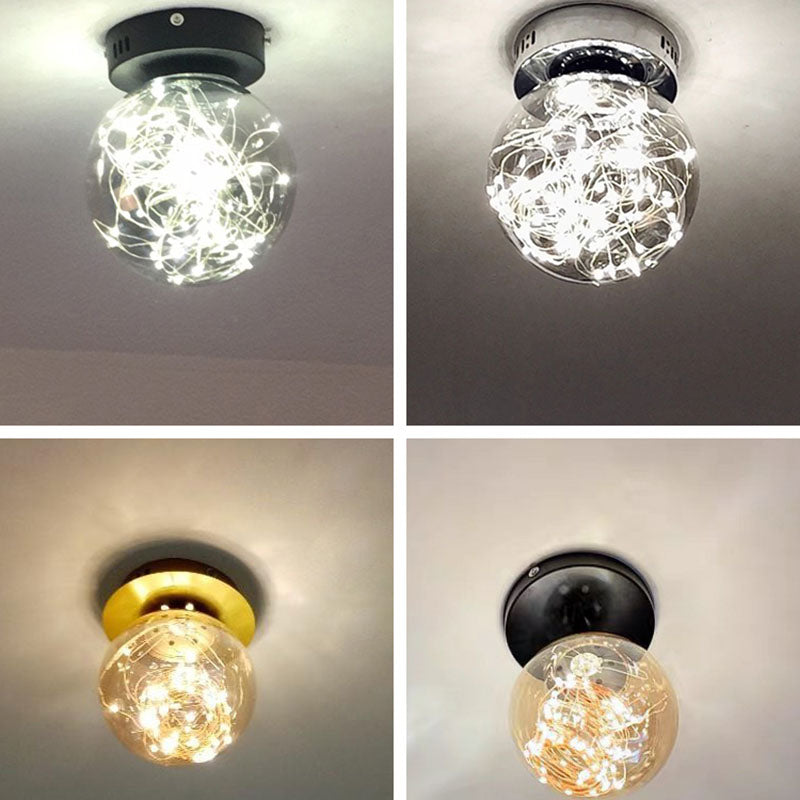 Glass Spherical Flush Mount Lamp Minimalistic LED Close to Ceiling Light for Porch Clearhalo 'Ceiling Lights' 'Close To Ceiling Lights' 'Close to ceiling' 'Flush mount' Lighting' 2026016
