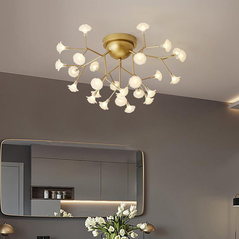 Branching Living Room Flush Mount Metal LED Minimalist Ceiling Light Fixture 27 Gold Flower Clearhalo 'Ceiling Lights' 'Close To Ceiling Lights' 'Close to ceiling' 'Flush mount' Lighting' 2026130