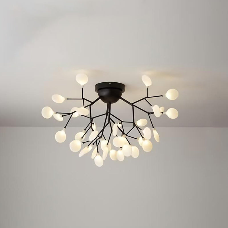 Branching Living Room Flush Mount Metal LED Minimalist Ceiling Light Fixture 36 Black Round Clearhalo 'Ceiling Lights' 'Close To Ceiling Lights' 'Close to ceiling' 'Flush mount' Lighting' 2026153