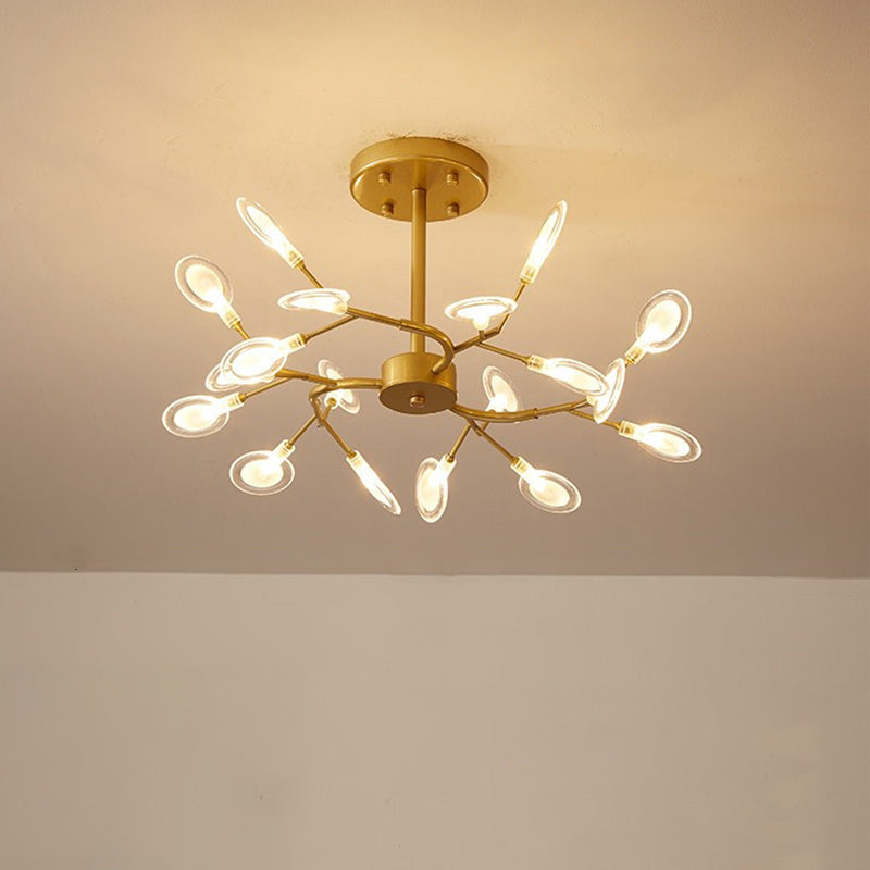 Leaves Ceiling Chandelier Modernity Acrylic Living Room LED Suspension Lamp in Gold Clearhalo 'Ceiling Lights' 'Chandeliers' 'Modern Chandeliers' 'Modern' Lighting' 2026178