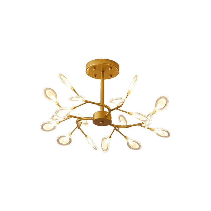 Leaves Ceiling Chandelier Modernity Acrylic Living Room LED Suspension Lamp in Gold Clearhalo 'Ceiling Lights' 'Chandeliers' 'Modern Chandeliers' 'Modern' Lighting' 2026179