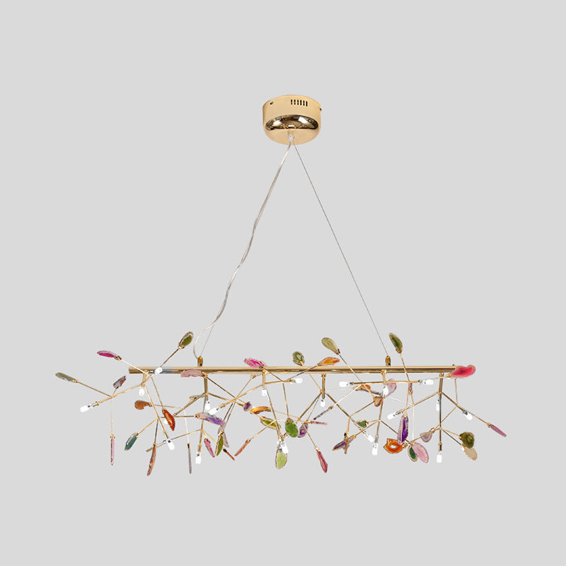 Leaf Agate Pendant Chandelier Modernist LED Gold Hanging Light Fixture for Living Room Clearhalo 'Ceiling Lights' 'Chandeliers' 'Modern Chandeliers' 'Modern' Lighting' 2026319
