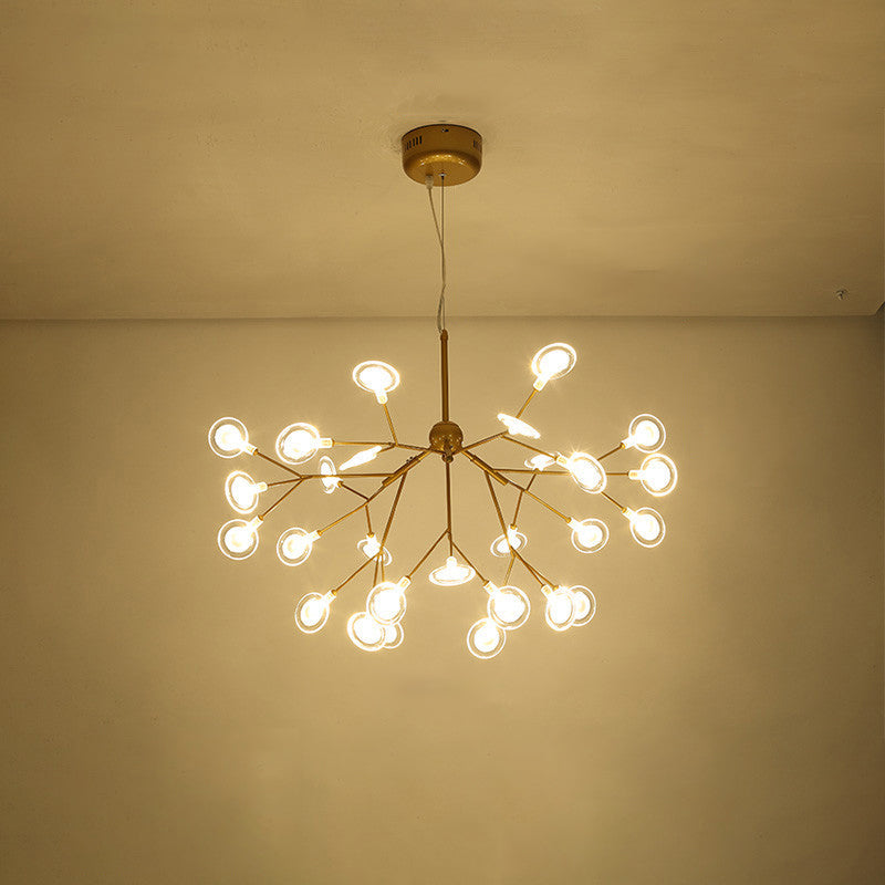 Simplicity Leaf Chandelier Lamp Acrylic Living Room LED Drop Pendant with Branch-Like Wireframe Gold Clearhalo 'Ceiling Lights' 'Chandeliers' 'Modern Chandeliers' 'Modern' Lighting' 2026364