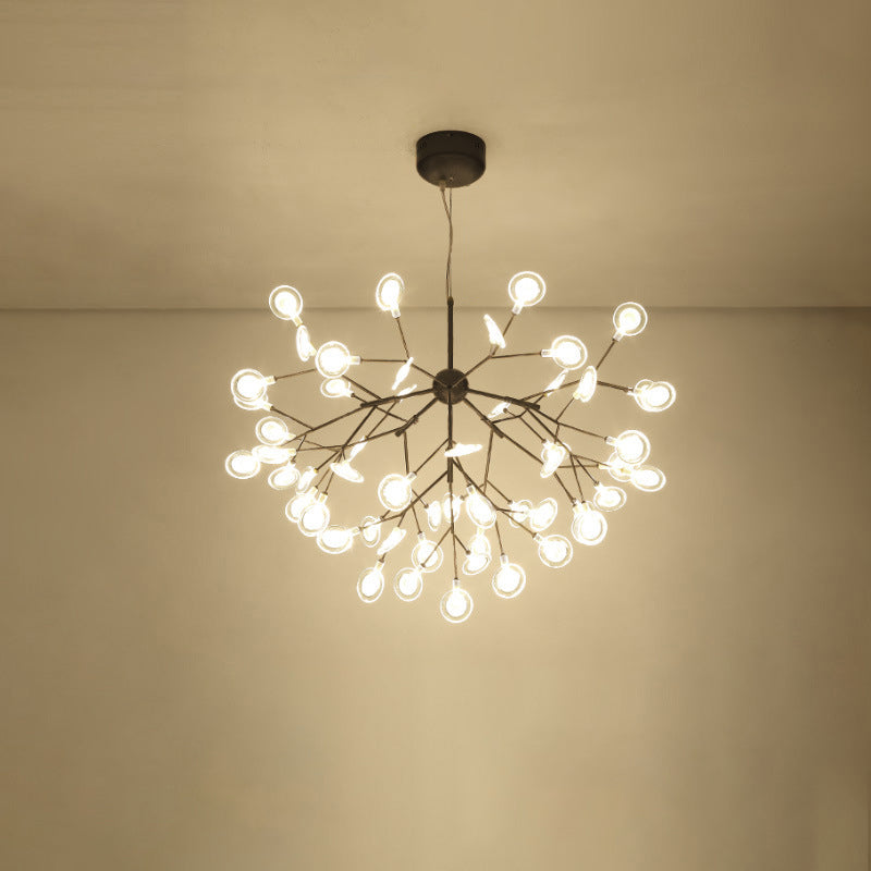 Simplicity Leaf Chandelier Lamp Acrylic Living Room LED Drop Pendant with Branch-Like Wireframe 54 Black Clearhalo 'Ceiling Lights' 'Chandeliers' 'Modern Chandeliers' 'Modern' Lighting' 2026367
